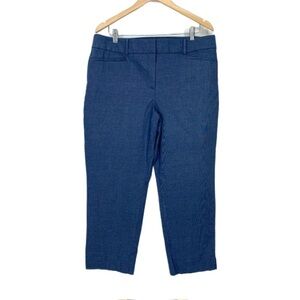 Loft The Curvy Riviera Cropped Blue Casual Dress Pants With Stretch Size 14